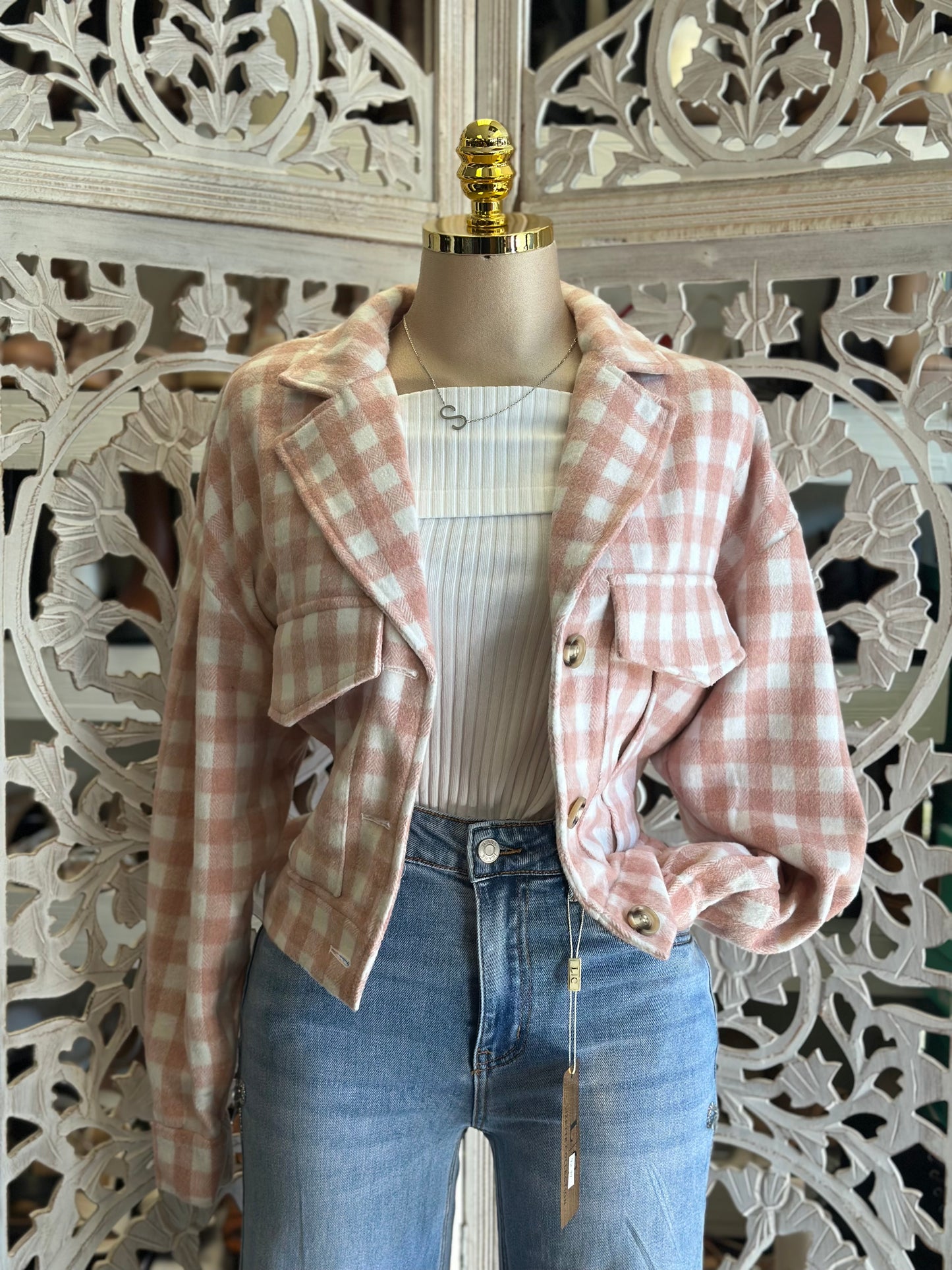 Pastel Pink Plaid Jacket
