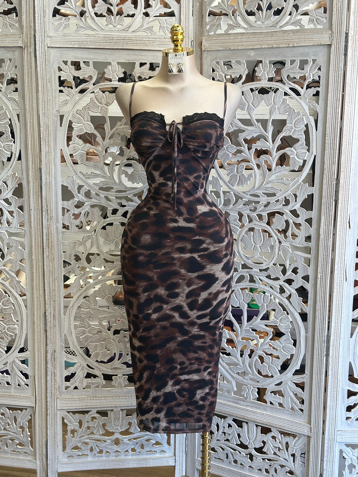 Nexus Leopard Midi Dress- Estira , Stretchy