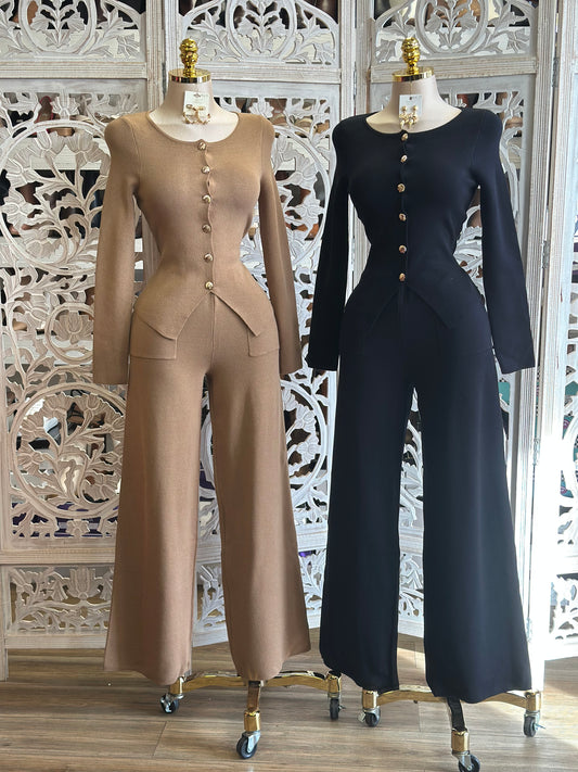 Soft Sweater Button Up Set- Stretchy,Estira