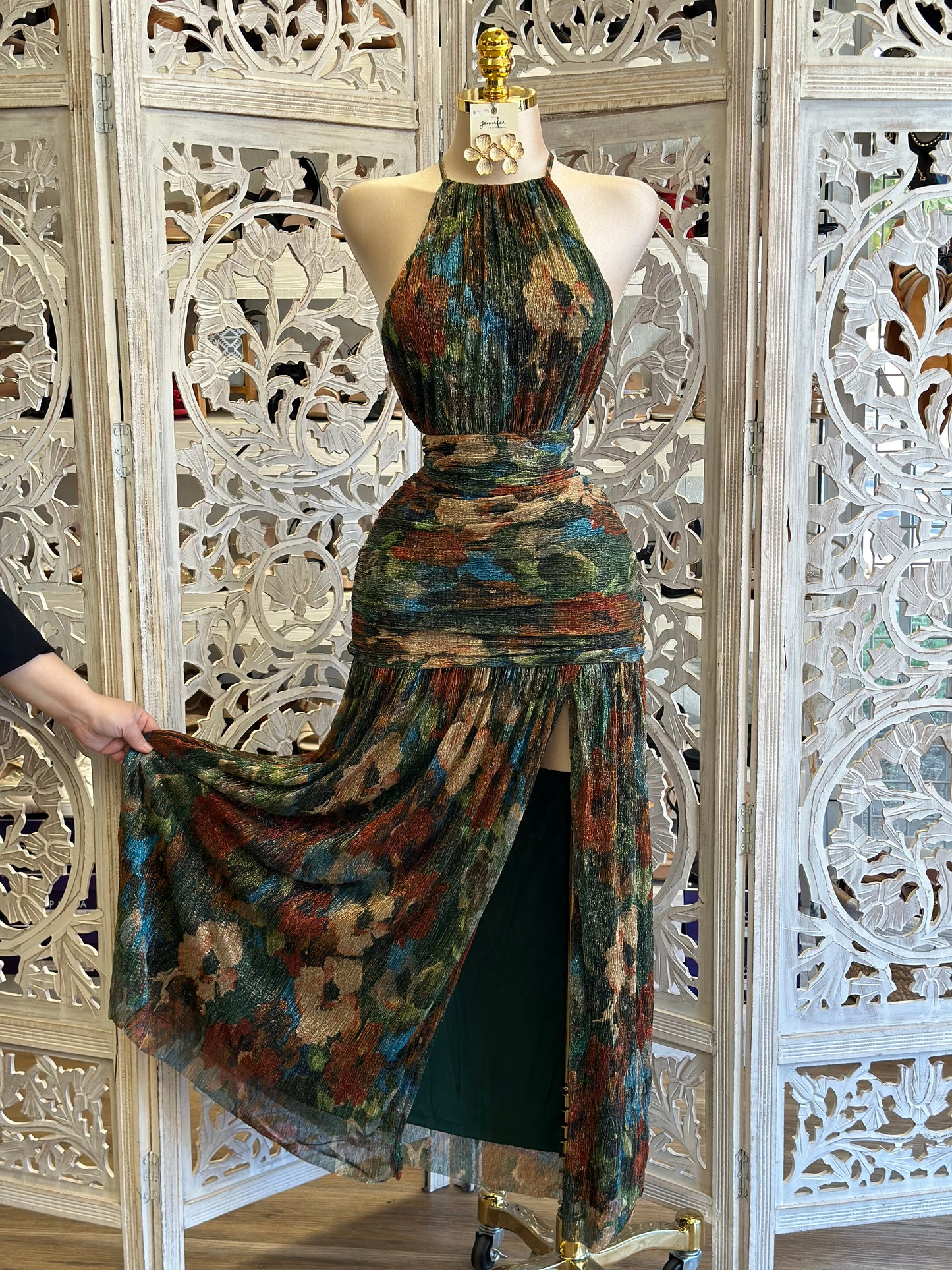 Halter Metallic Multi Color Dress- Stretchy, Estira