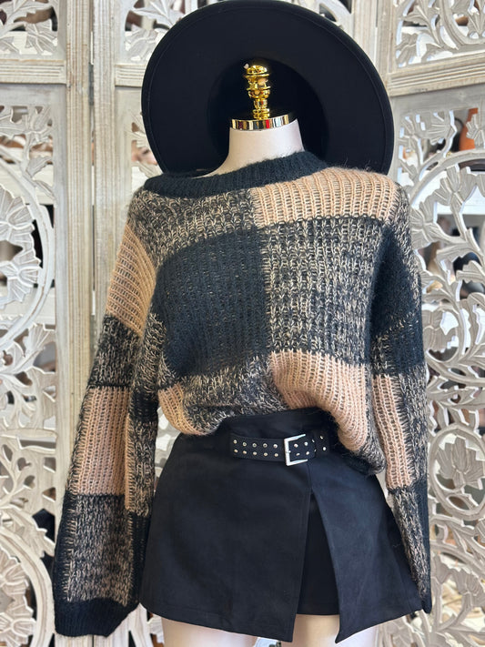 Color Block Soft Knit Sweater