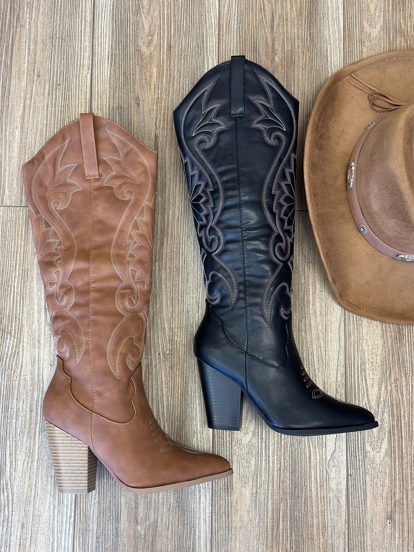 High Heeled Western Embroidered Boots