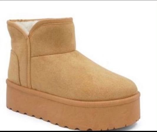 Camel Platform Mini Boots