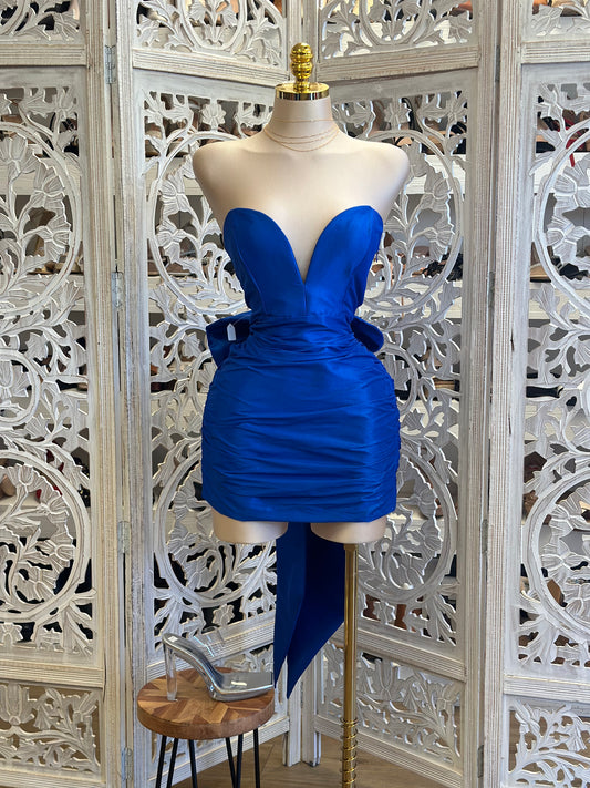 Royal Blue Heart Lined Enlarged Bow Dress - No Estira, Not Stretchy