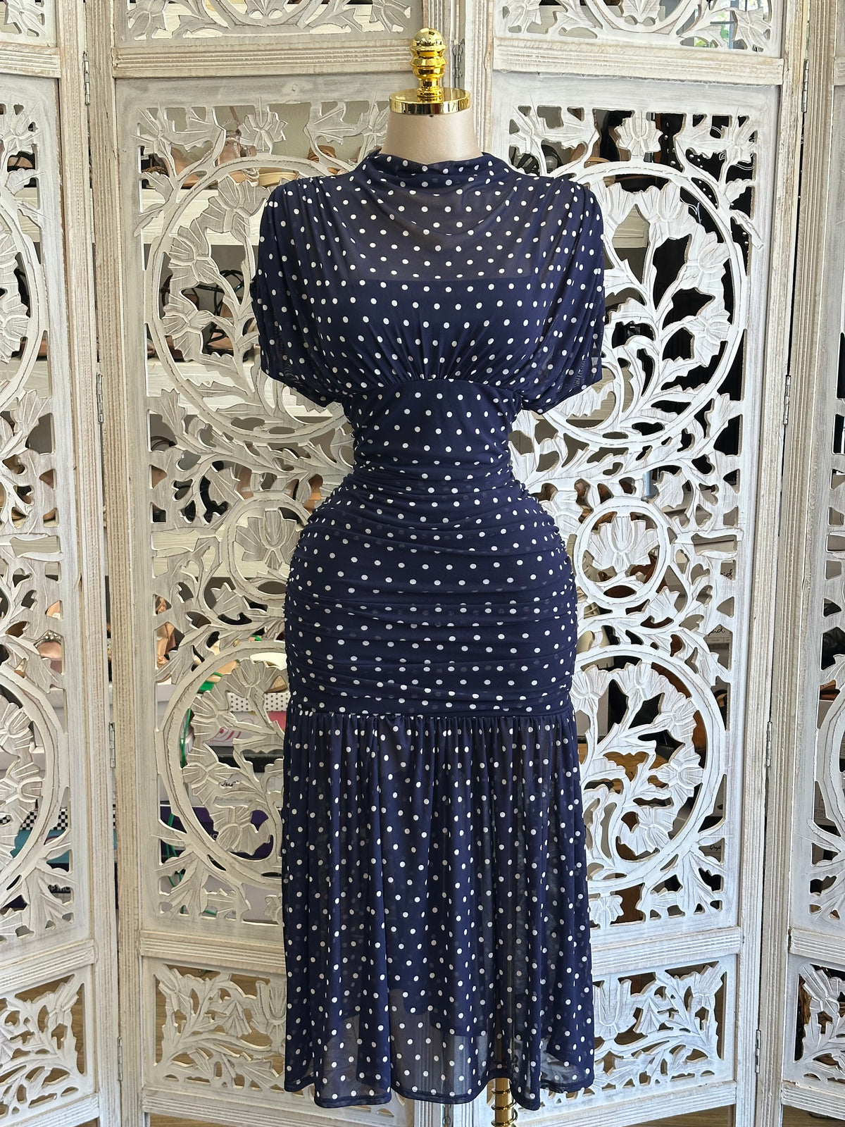 Desert Sky Polka Dot Dress- Estira, Stretchy