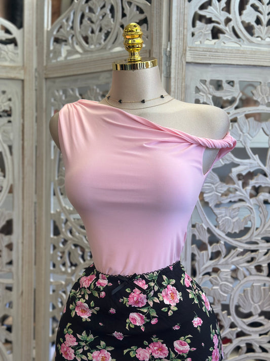 Bubble Pink Asymmetrical Blouse - Estira , Stretchy