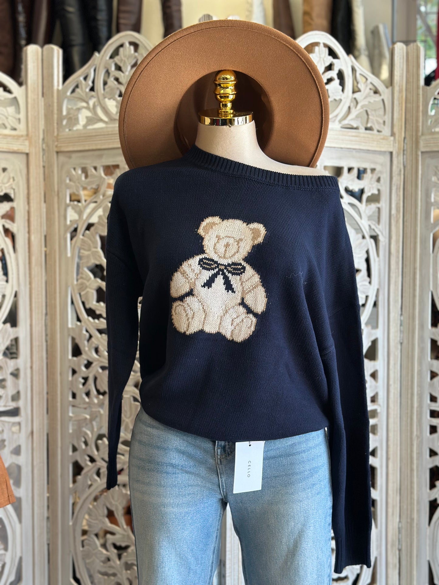 Navy Blue Teddy Bear Sweater