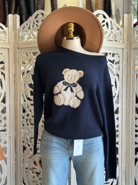 Navy Blue Teddy Bear Sweater