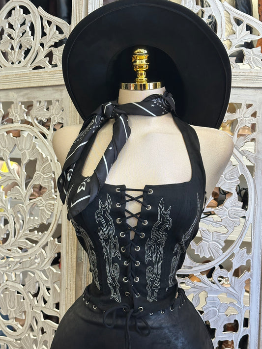 Tie Up Western Top - Estira, Stretchy