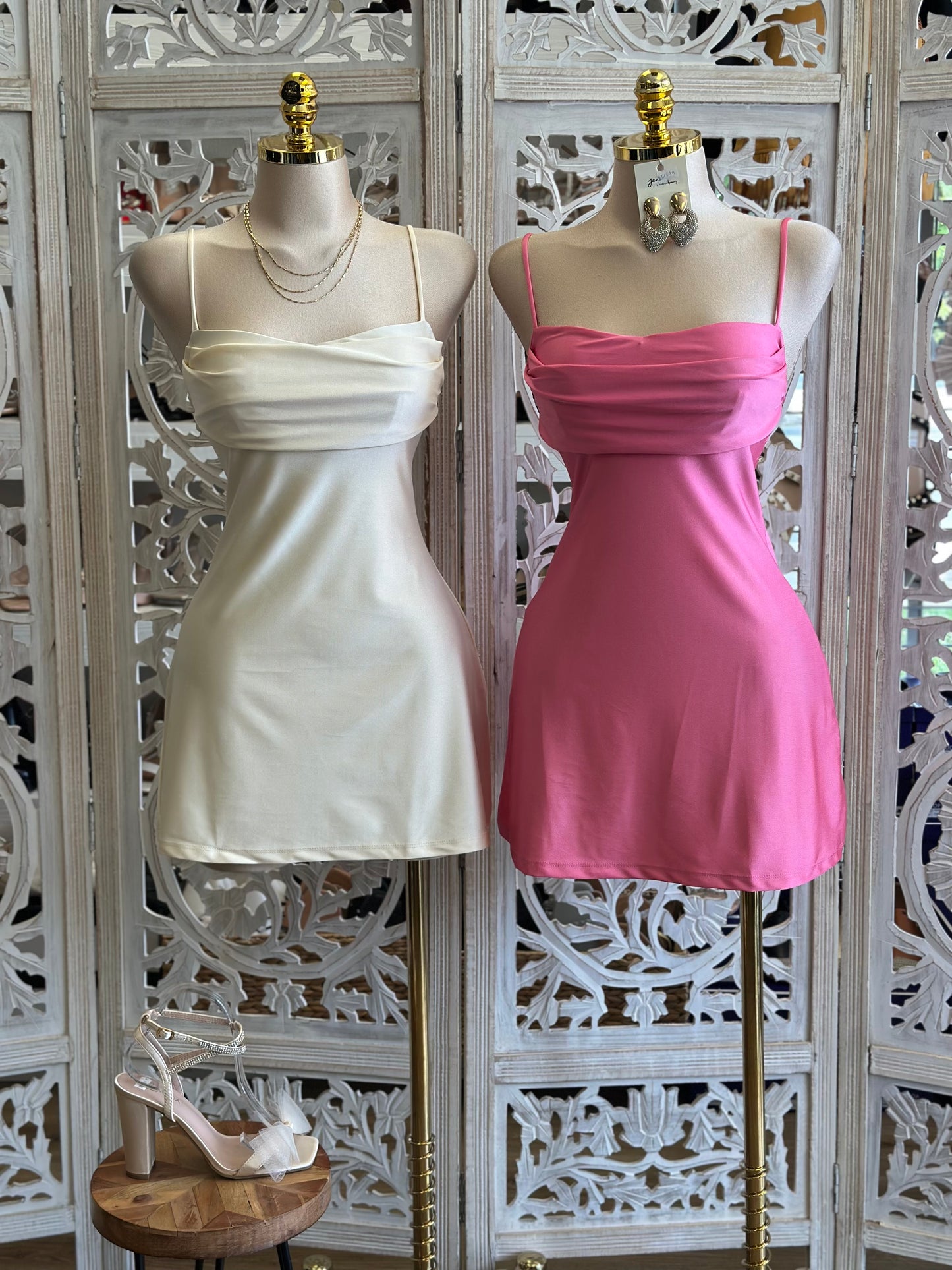 Satin Cami Mini Dress-Estira, Stretchy