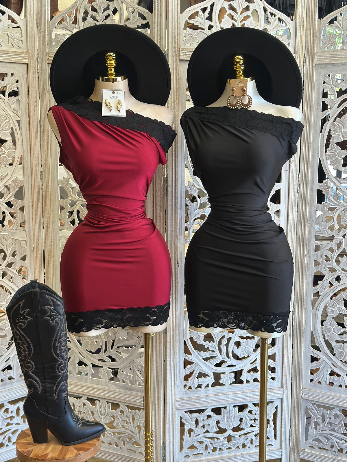Lace and Lattice Dress - Stretchy,Estira