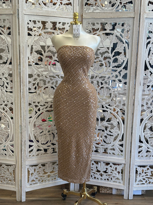 Asymmetrical Sequin Dress - Estira, Stretchy