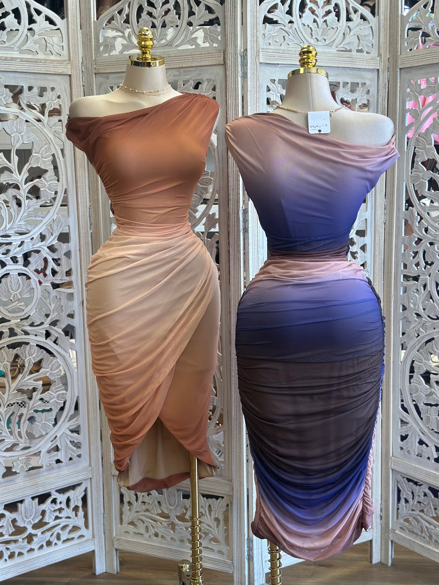 Color Faded Asymmetrical Dress - Estira, Stretchy