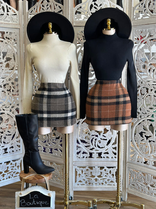 Plaid Mini Skort-no estira 100% poliéster .. no estira pero viene a su talla