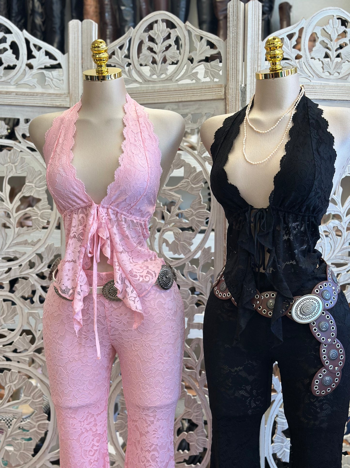 Sexy Lace Panta Set- Estira Poco, Slightly Stretchy