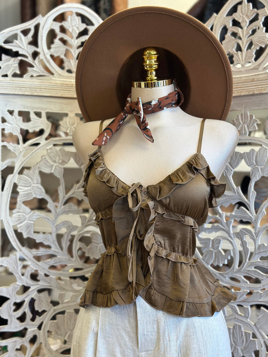 Brass Ruffle Blouse - No Estira, Not Stretchy
