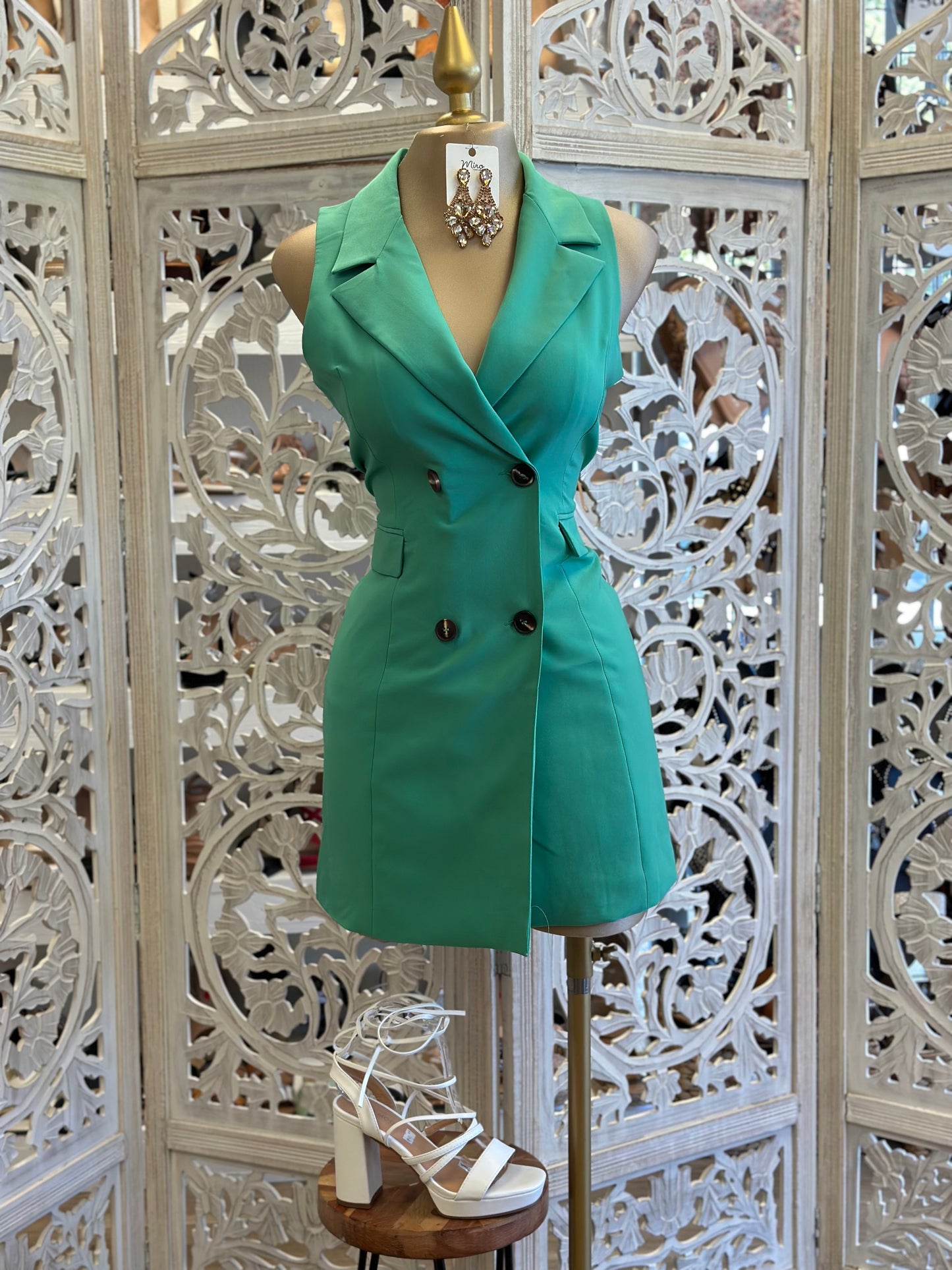 Hunter Green Sleeveless Coat Dress