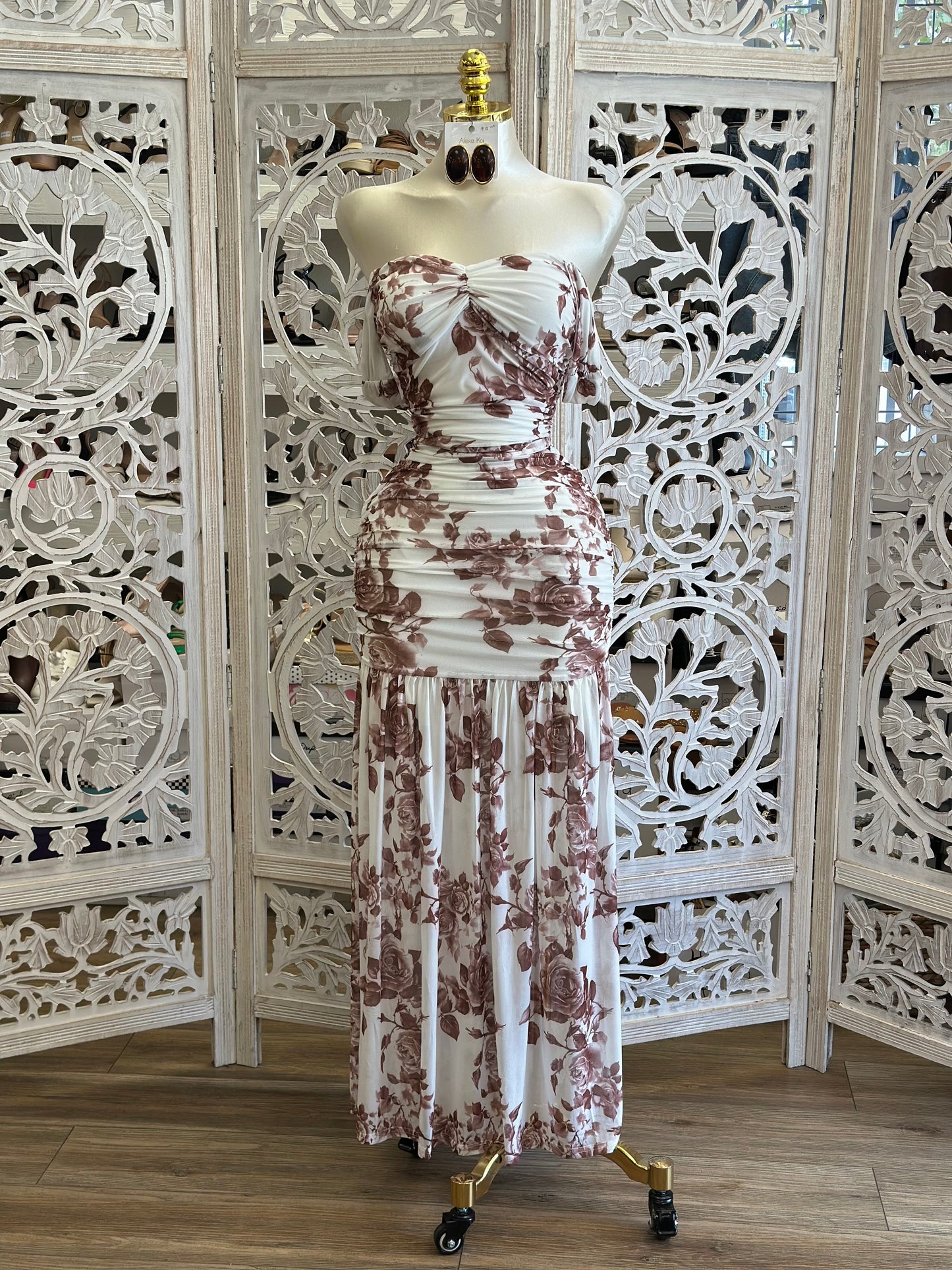 Rose Printed Maxi Dress- Stretchy, Estira