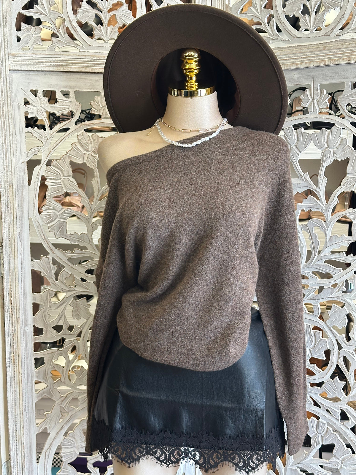Oversized Espresso Soft-Knit Sweater