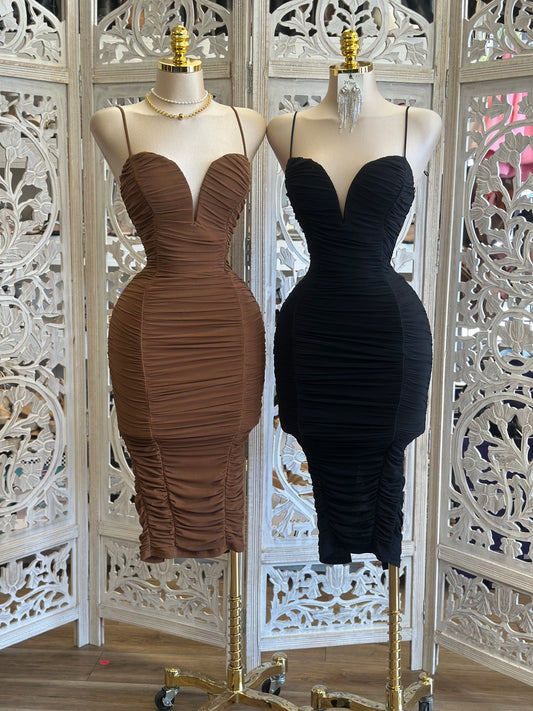 Ruched Heart Line Evening Dress - Estira , Stretchy