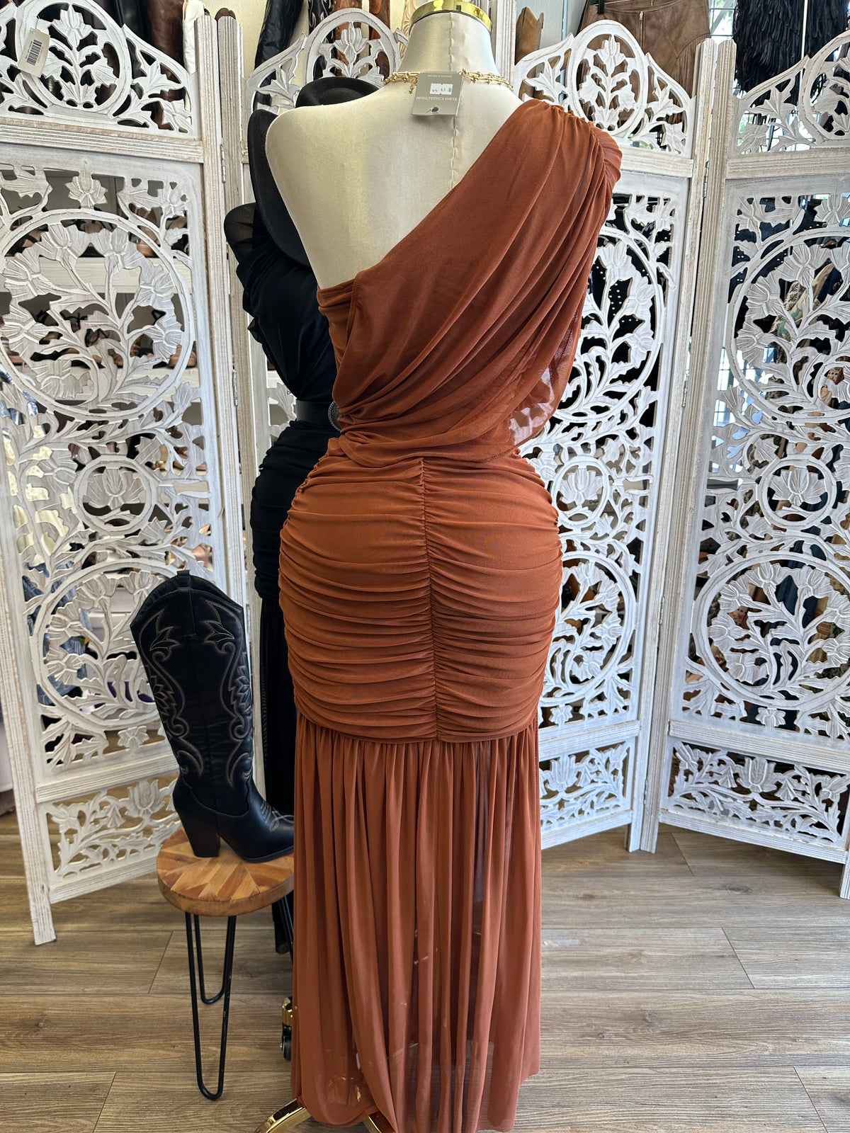 Badlands One Shoulder Maxi Dress - Estira, Stretchy