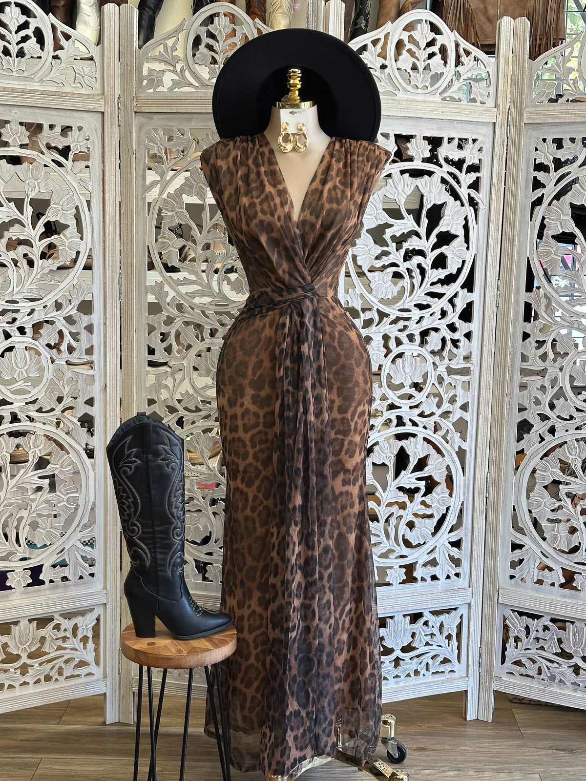 Badlands Cheetah Maxi Dress- Estira, Stretchy