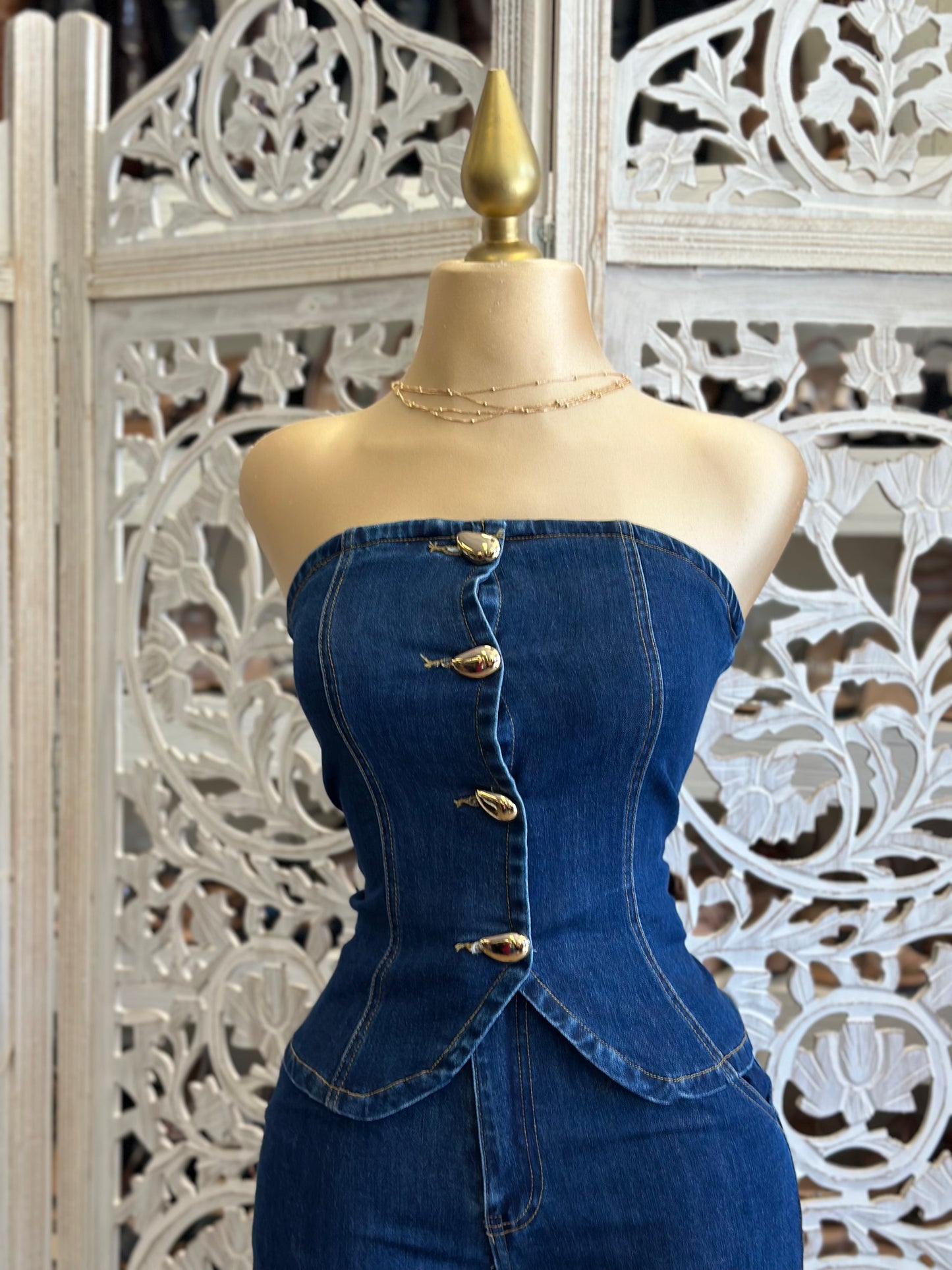 Jean Gold Button Set- Estira,Stretchy