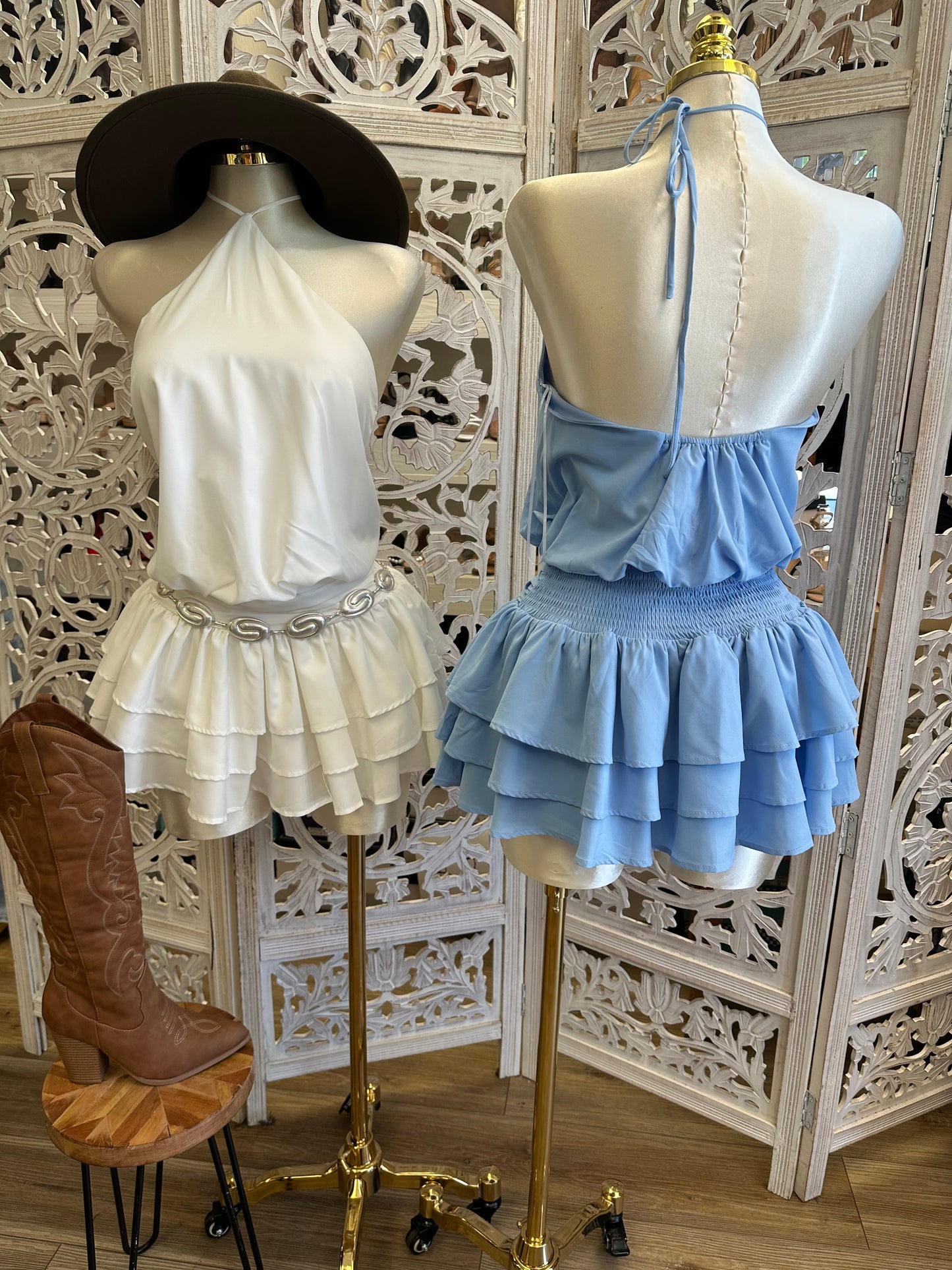Halter Mini Dress- Estira, Stretchy