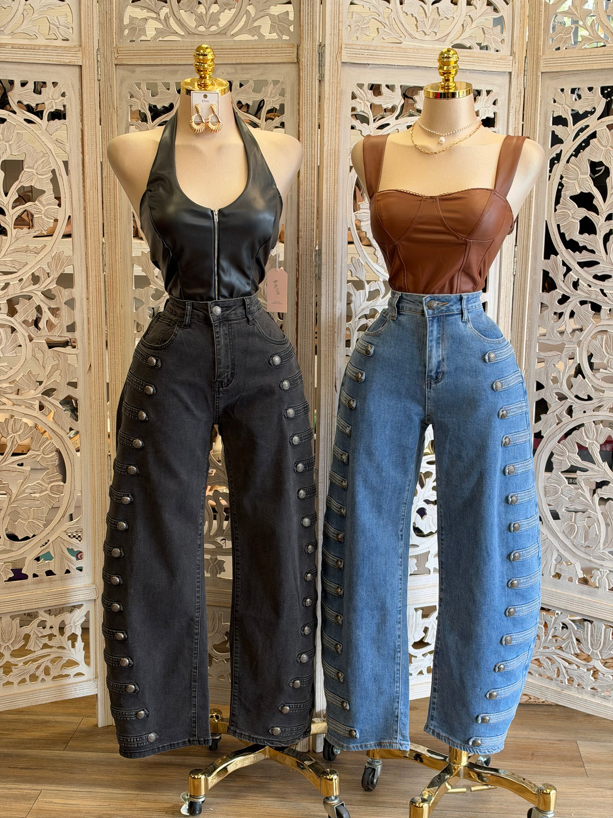 Milanese Button Denim Jean- Very Stretchy