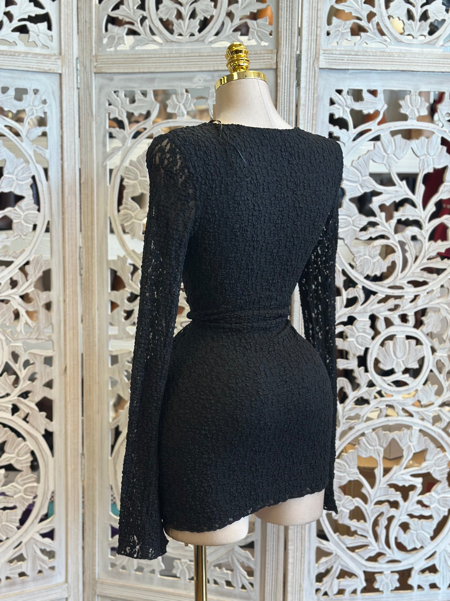 Black Lace Mini Dress-Stretchy,Estira