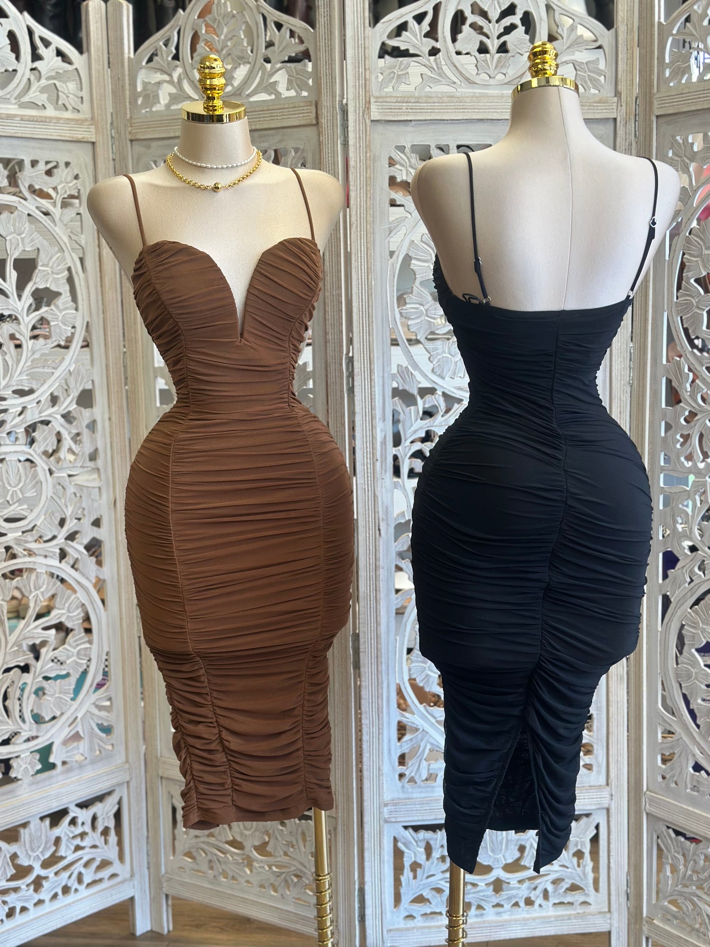 Ruched Heart Line Evening Dress - Estira , Stretchy