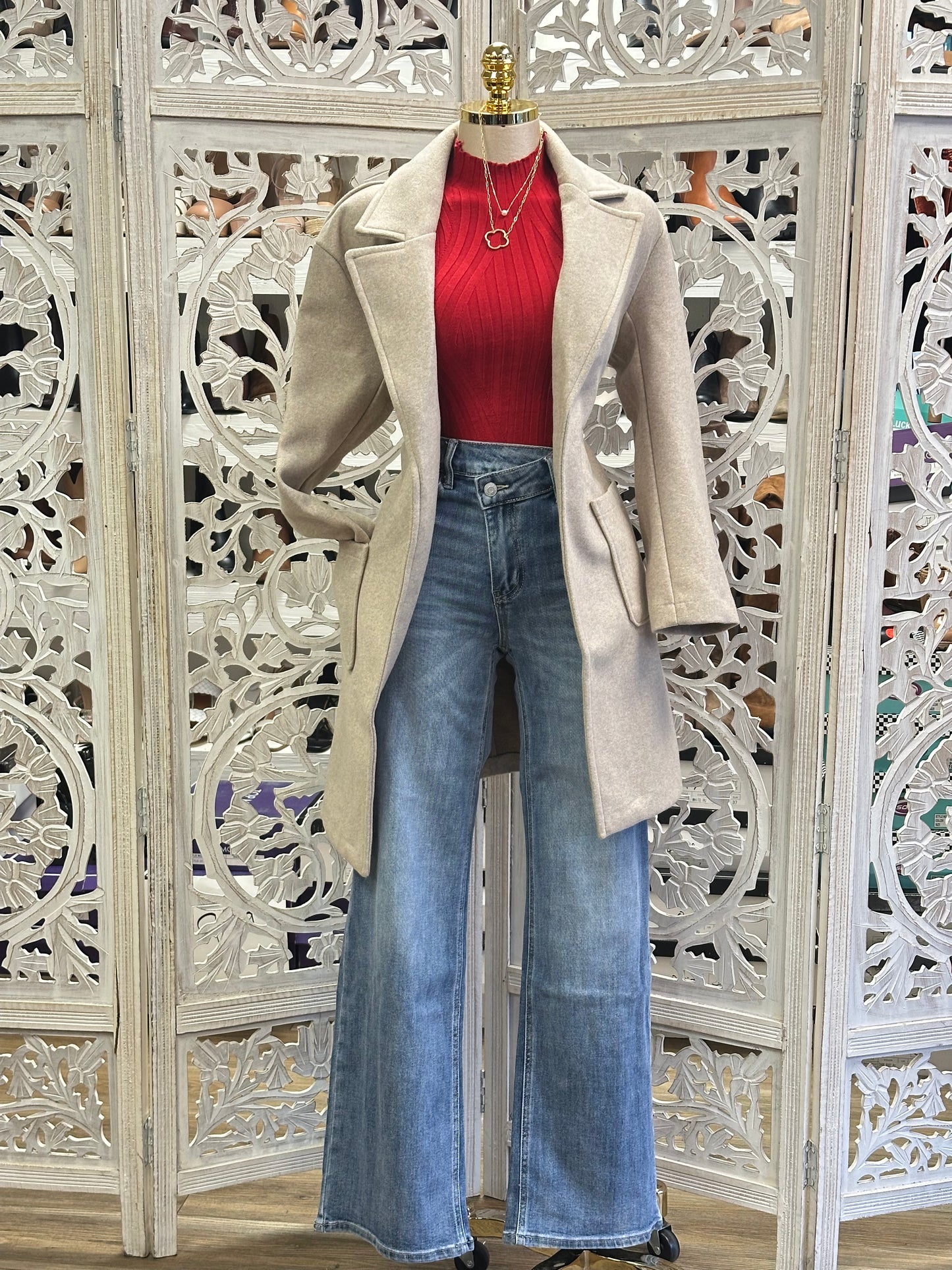 Soft Beige Pocketed Coat