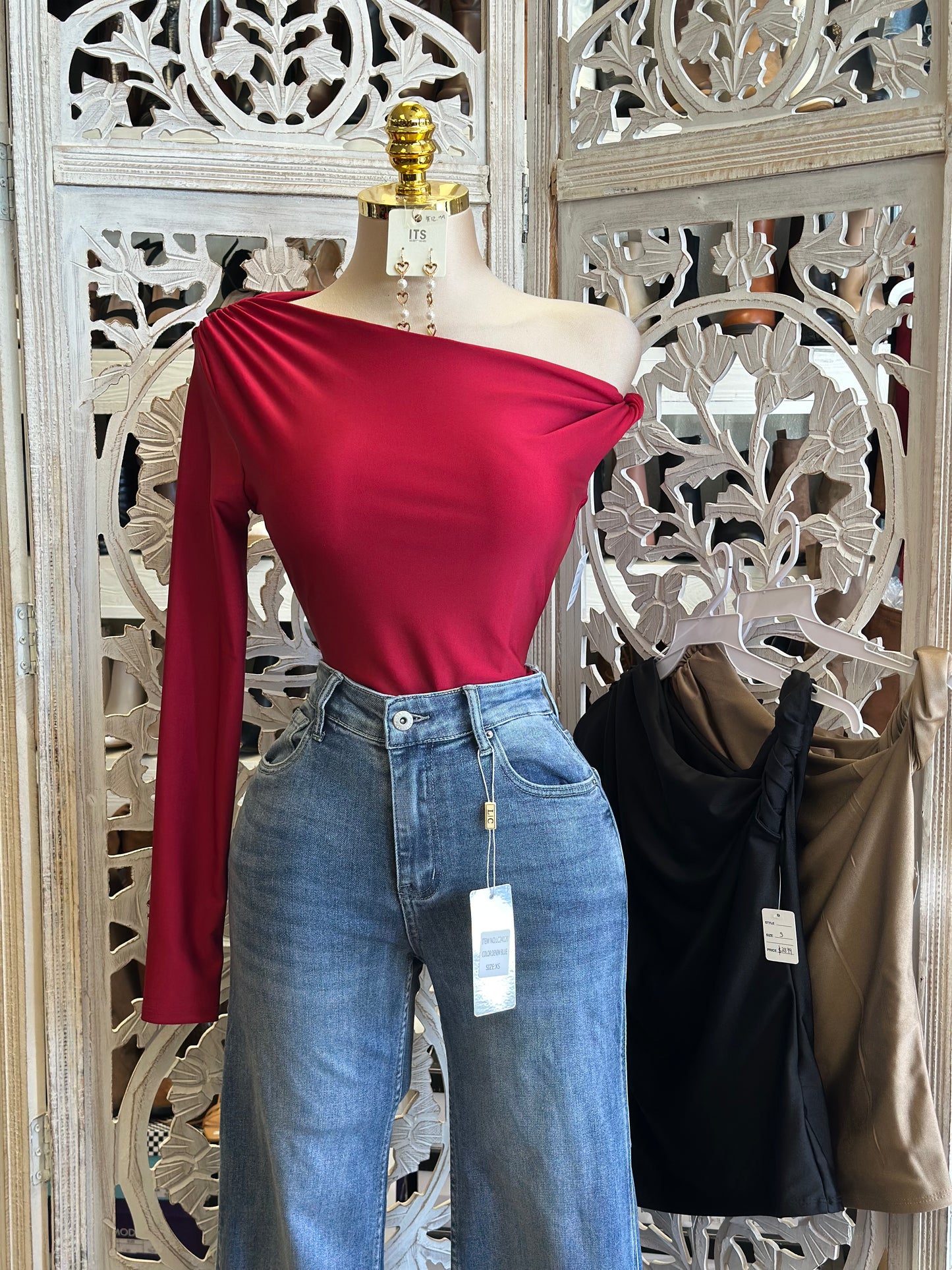 Asymmetrical Knotted Blouse- Estira, Stretchy
