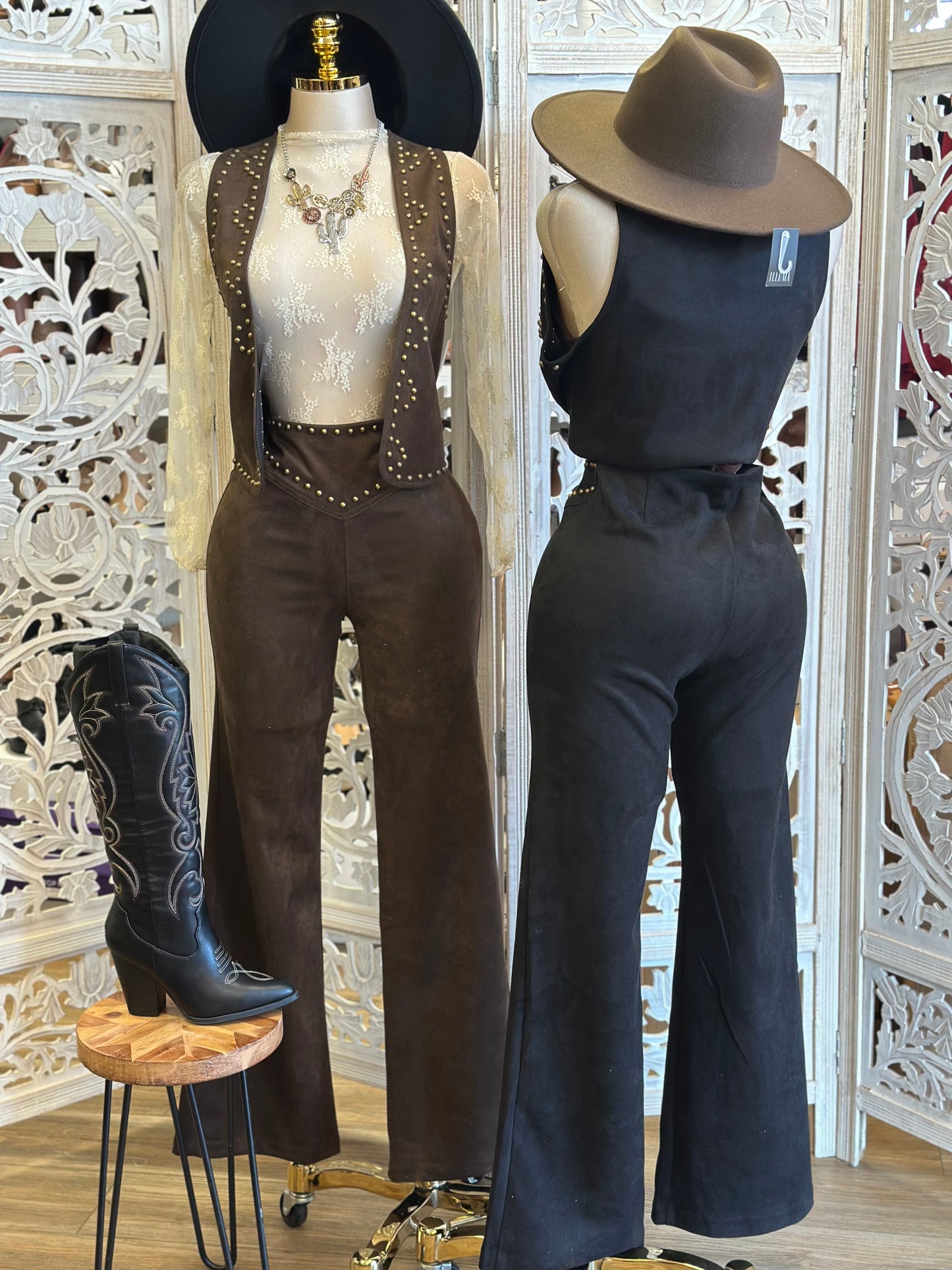 Studded Suede Western Set- Stretchy,Estira