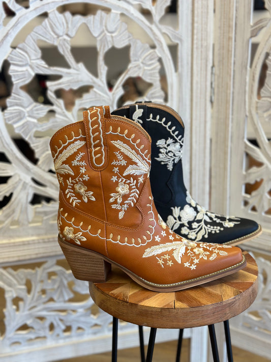 Embroidered Mini Western Boots