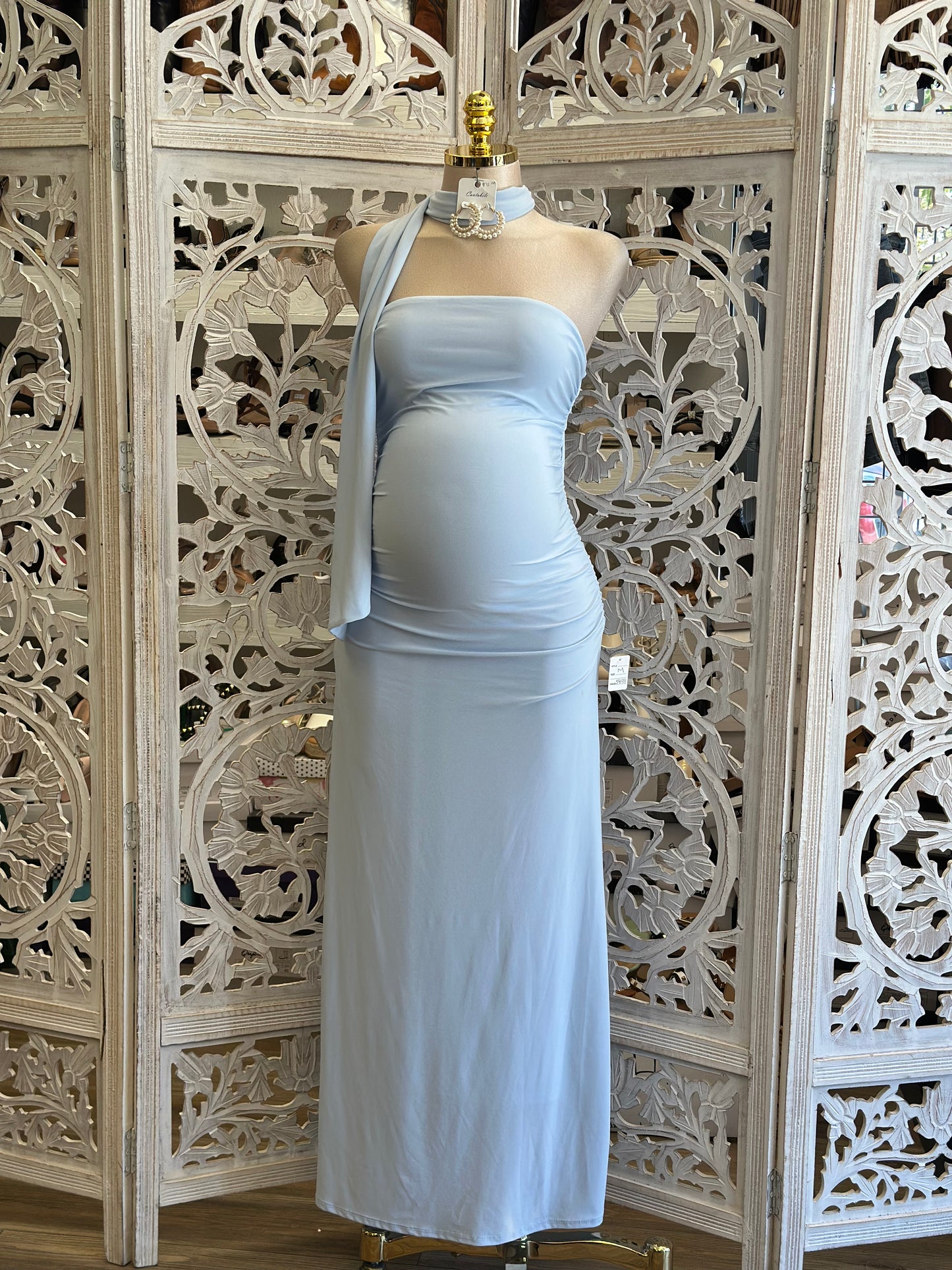 Scarfed Midi Night Dress-Stretchy, Estira
