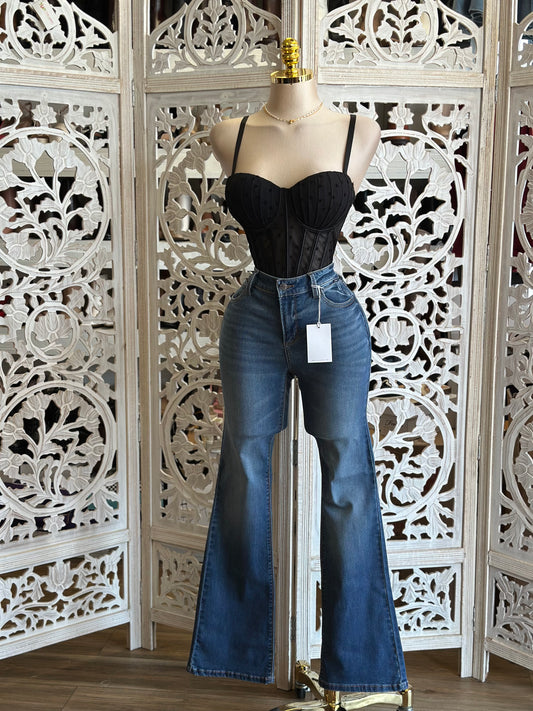 Mid Rise Denim  Bootcut Jeans - Stretchy, Estira