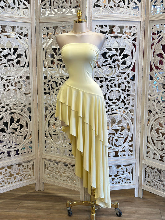Strapless Butter Asymmetrical Dress-Stretchy,Estira