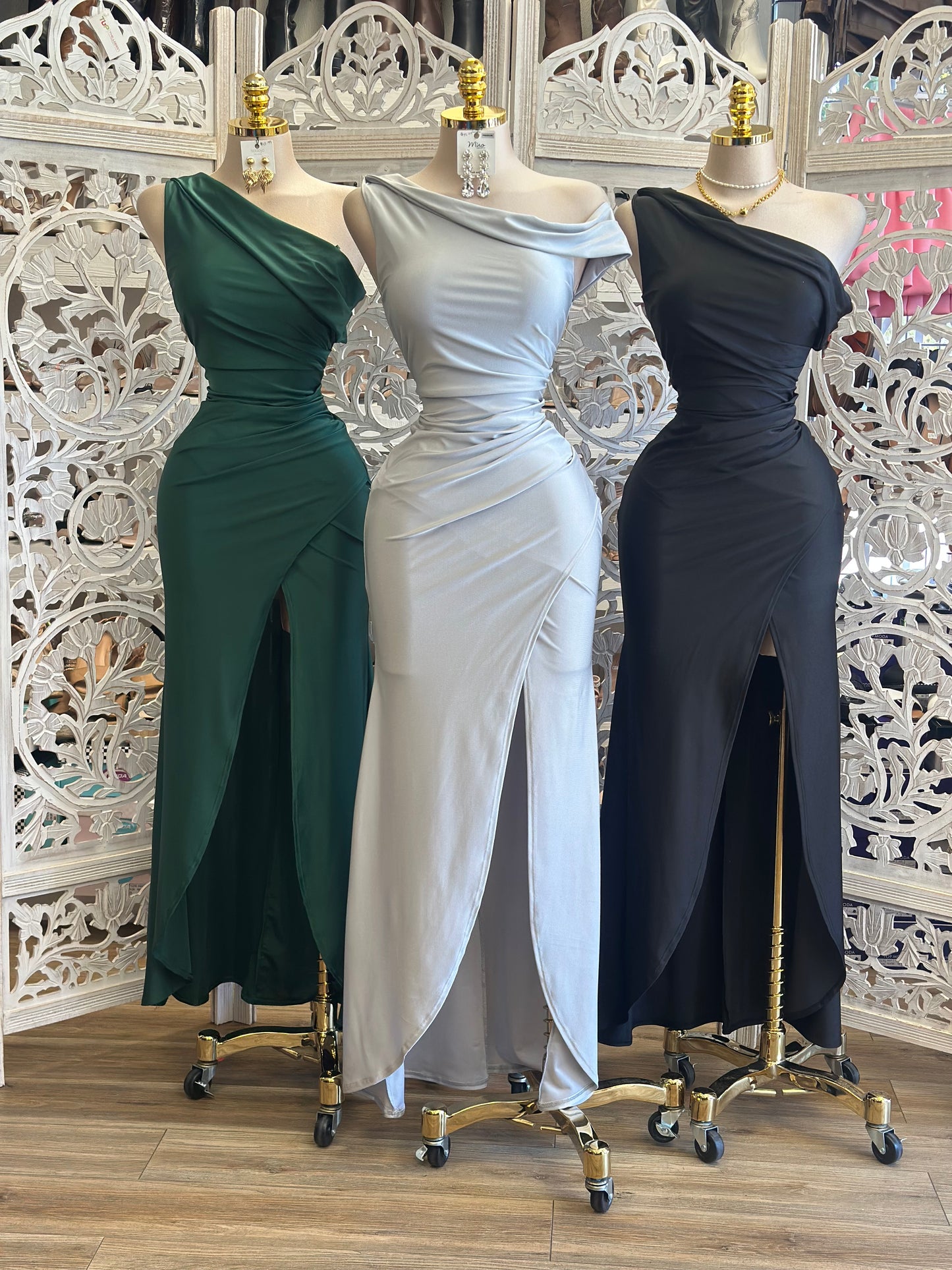 One Shoulder Slit Gown- Estira , Stretchy