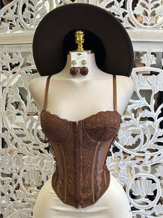 Vintage Style Underwired Lace Panel Bustier -Estira, Stretchy