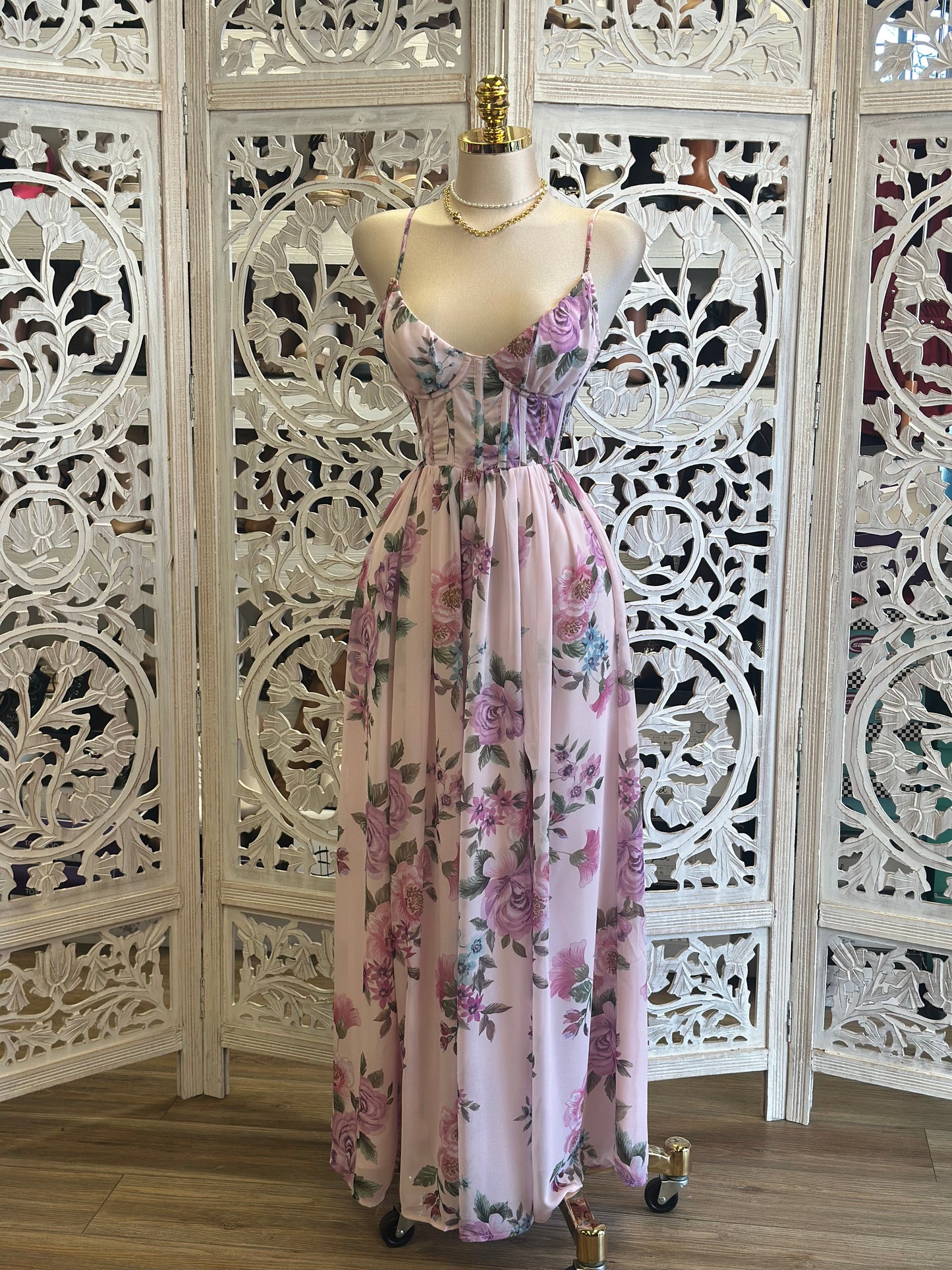 Floral Dream Corset Dress-Not Stretchy,No Estira