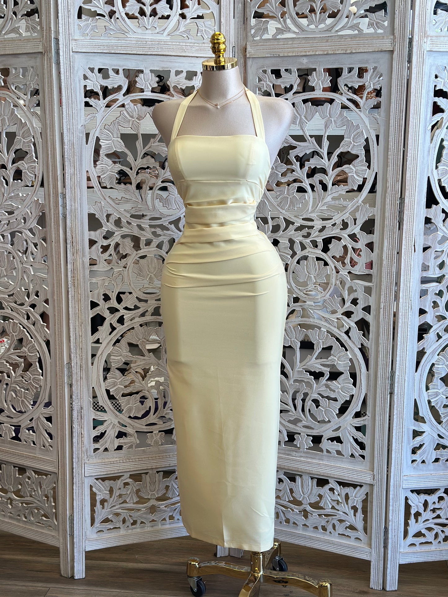 Soft Butter Lidi Backless Dress- Not Stretchy, No Estira