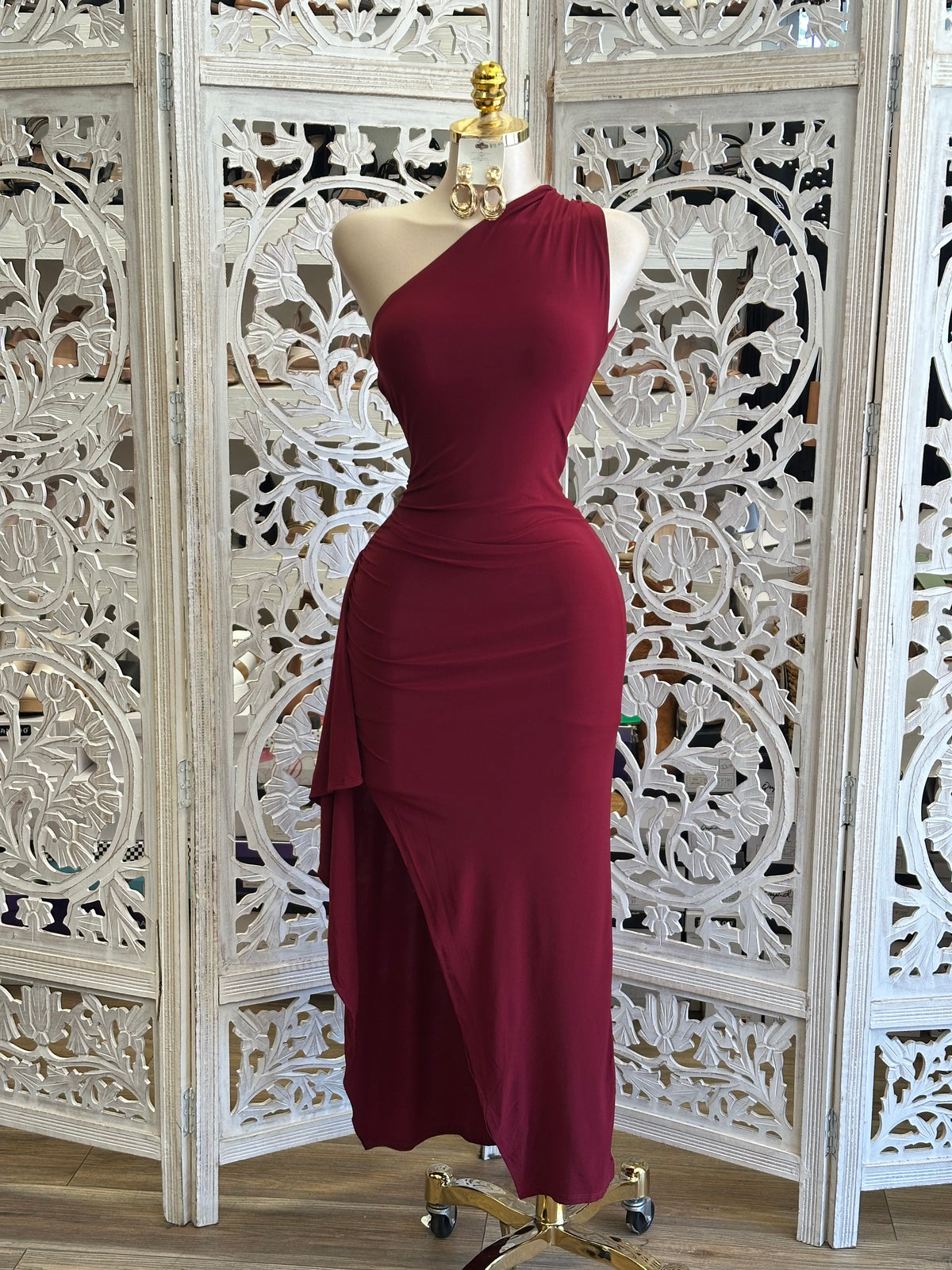 Verona Draped Midi Dress- Estira, Stretchy