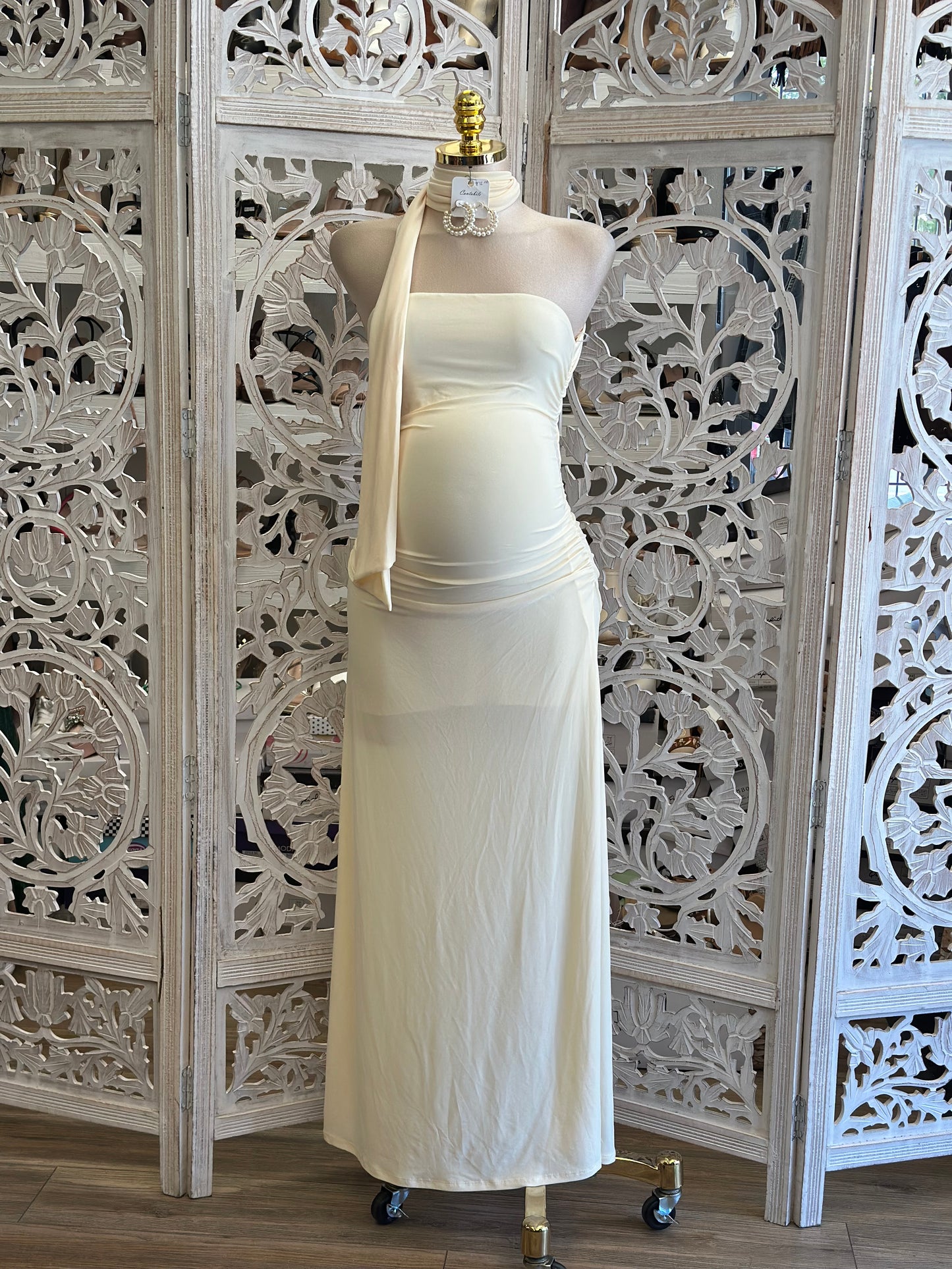 Chic Scarfed Midi Dress-Estira Stretchy