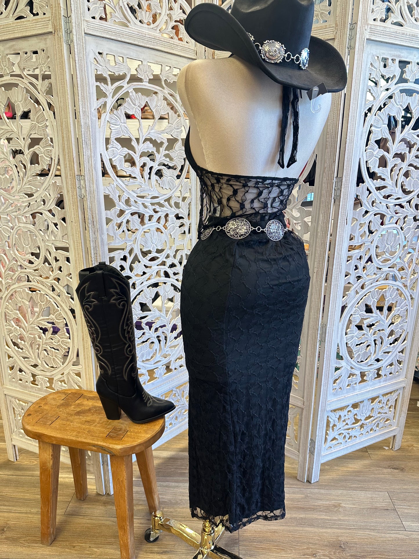 Black Lace Midi Set- Estira,Stretchy