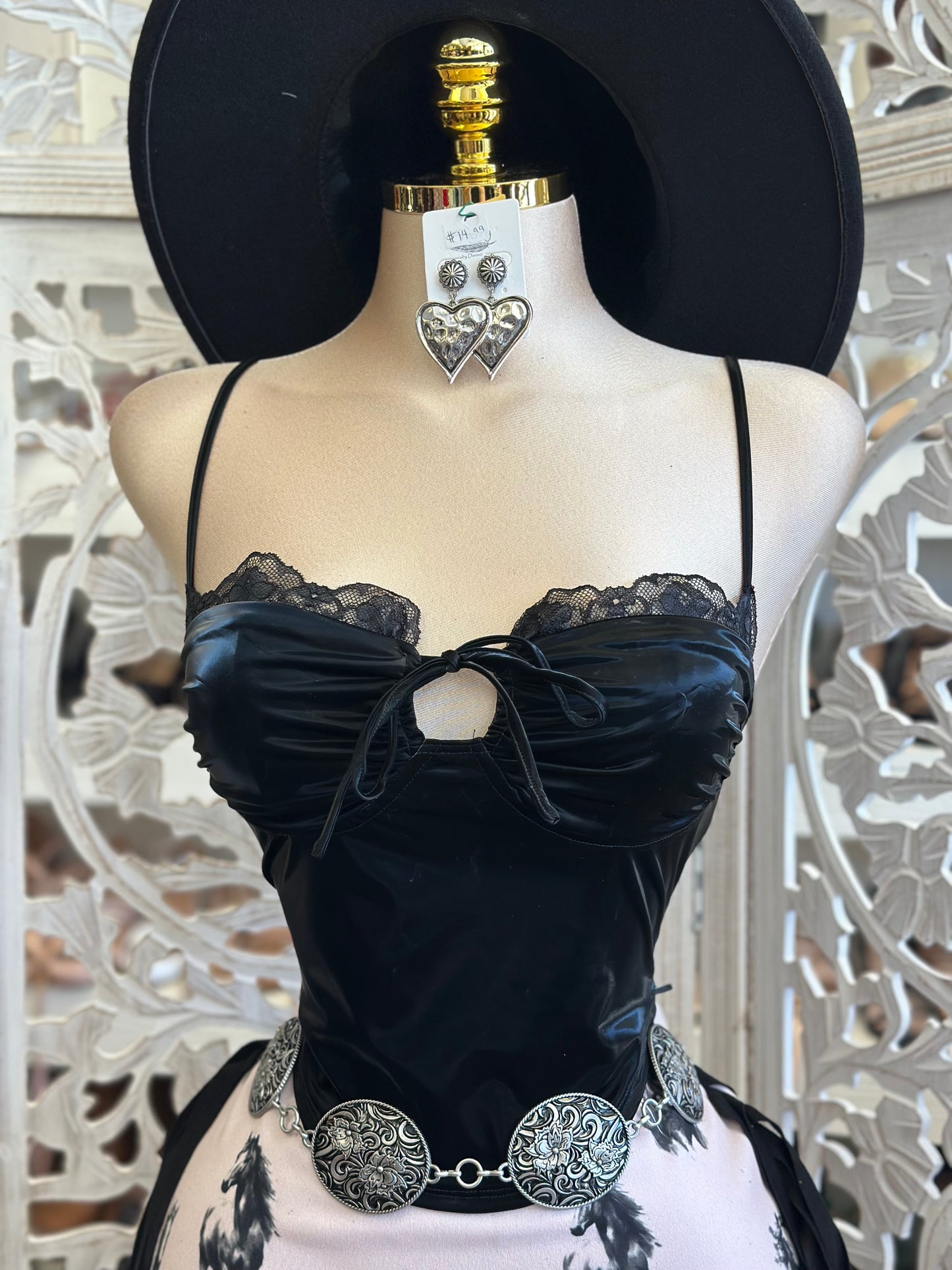 Black Lace Lined Mini Blouse - Estira, Stretchy