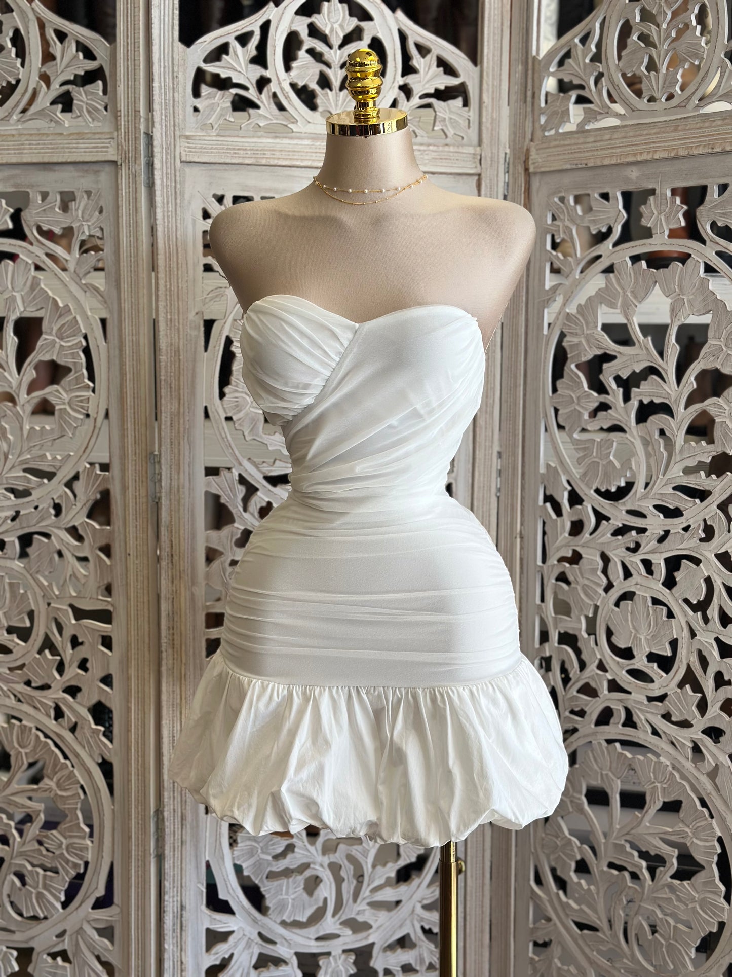 Heartline Puff Mini Dress- Stretchy,Estira