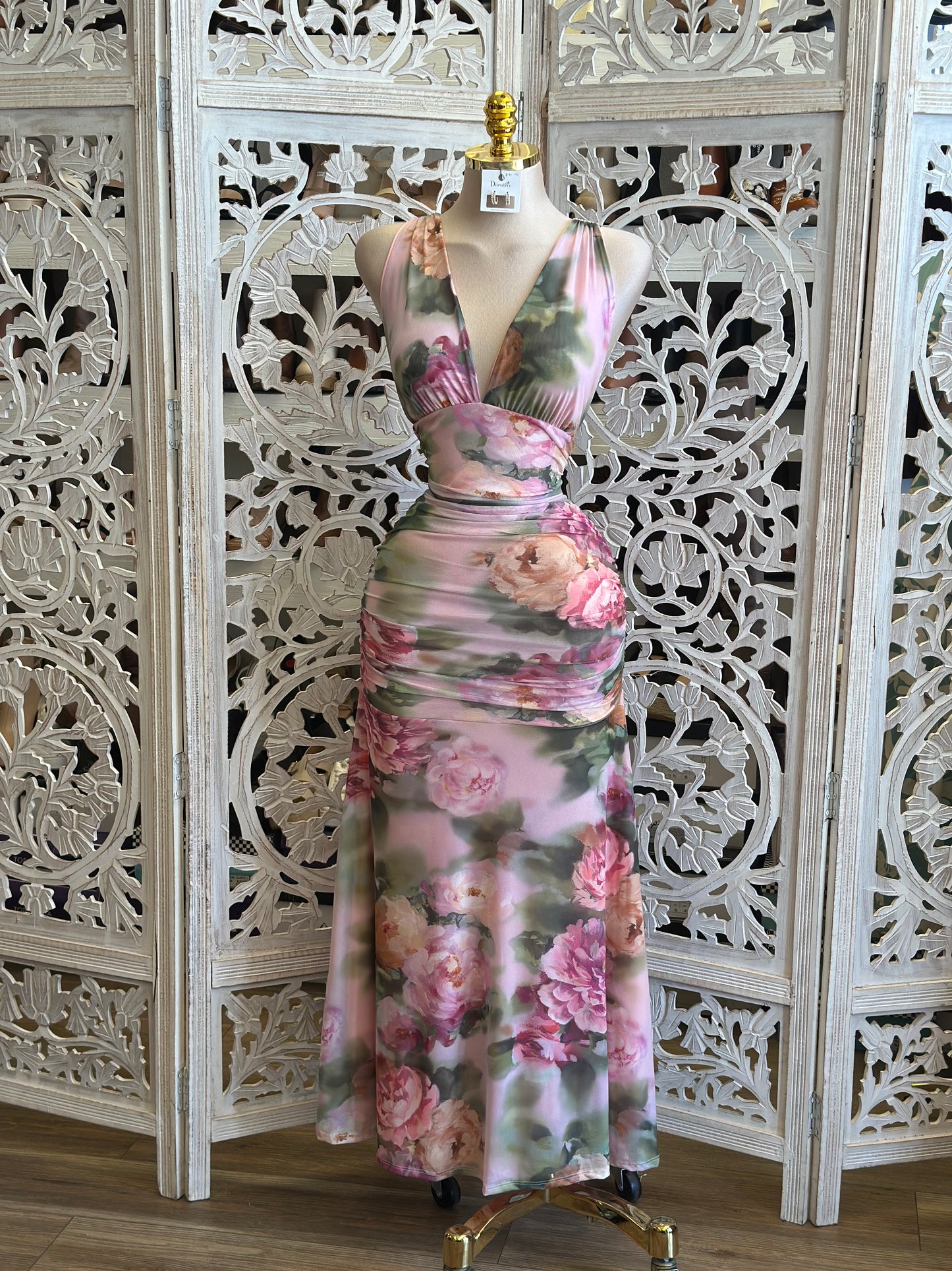 Garden Flow Brushed Dress-Estira, Stretchy