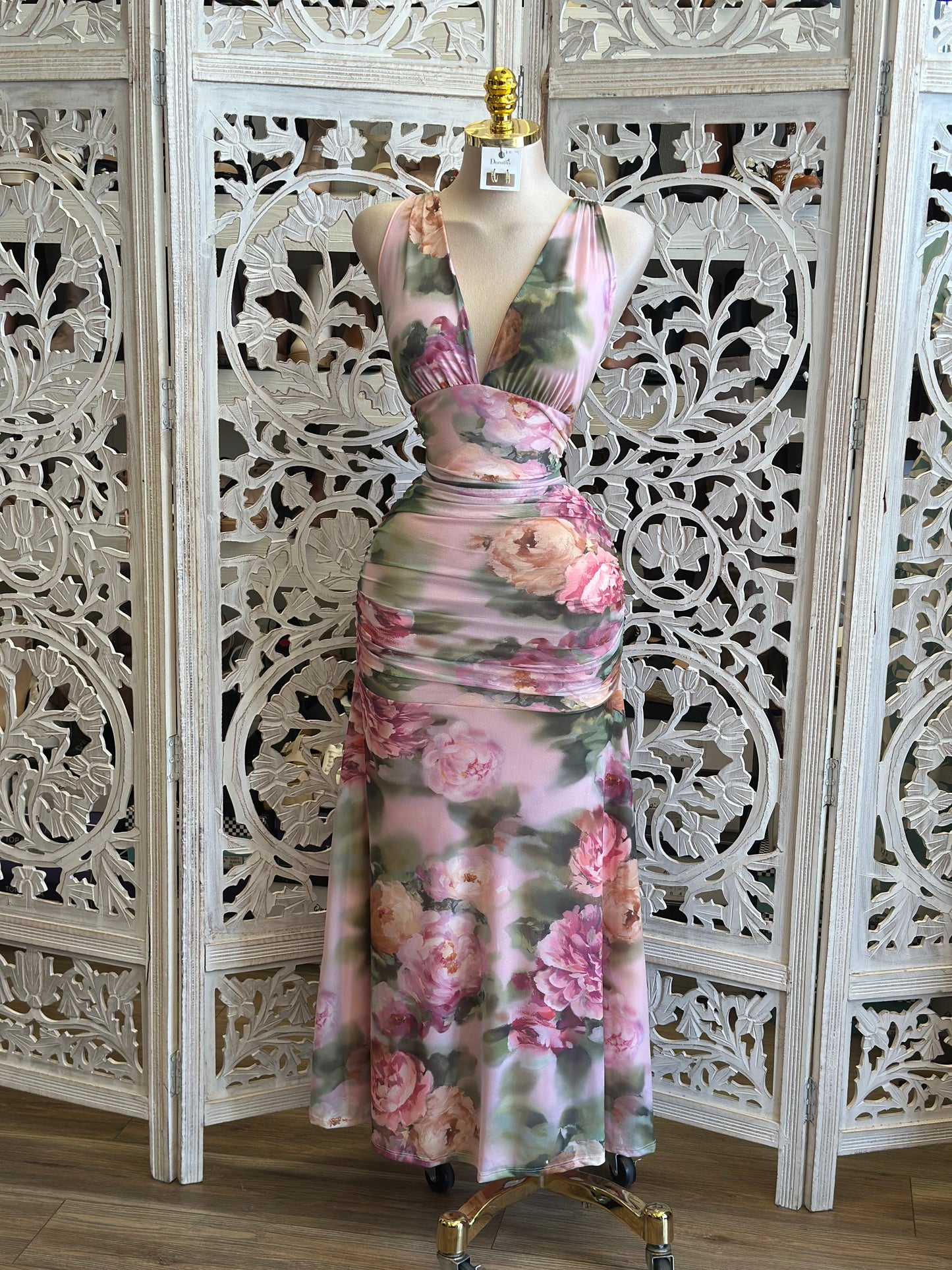 Garden Flow Brushed Dress-Estira, Stretchy