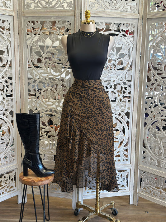 High Low Animal Print Skirt-  Not Stretchy , No Estira